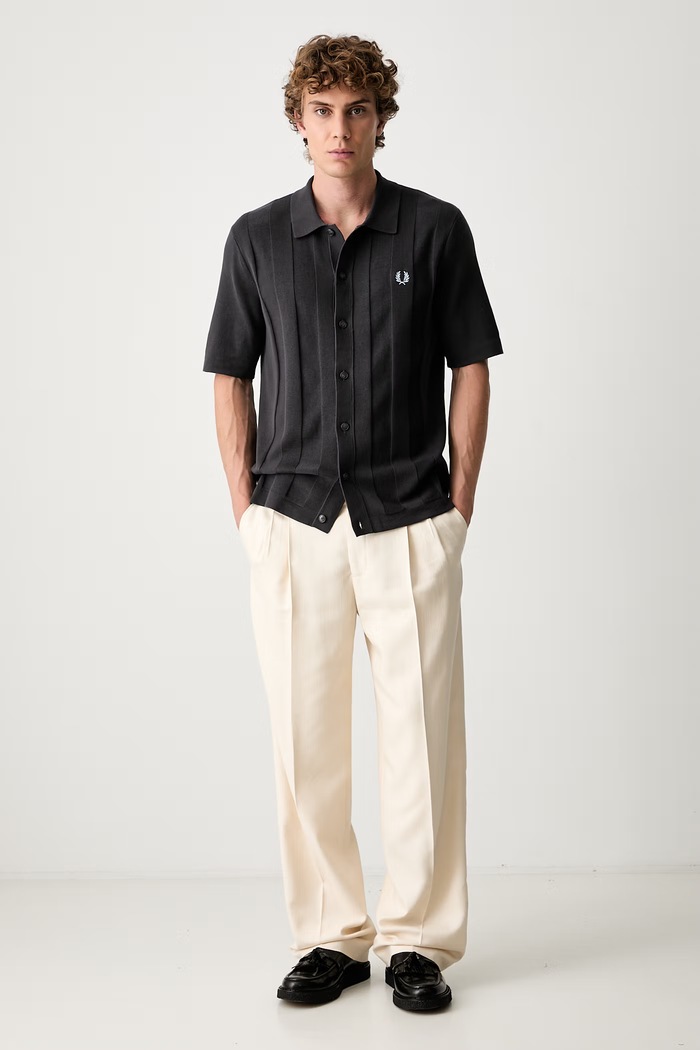 Fred Perry koszula męska bawełniana K2324 szary SS26