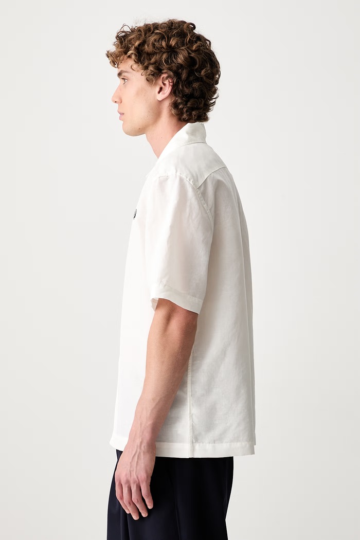 Fred Perry koszula męska z lnem beżowy M9894