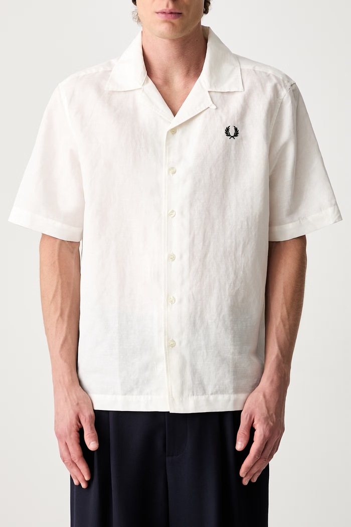 Fred Perry koszula męska z lnem M9894 beżowy