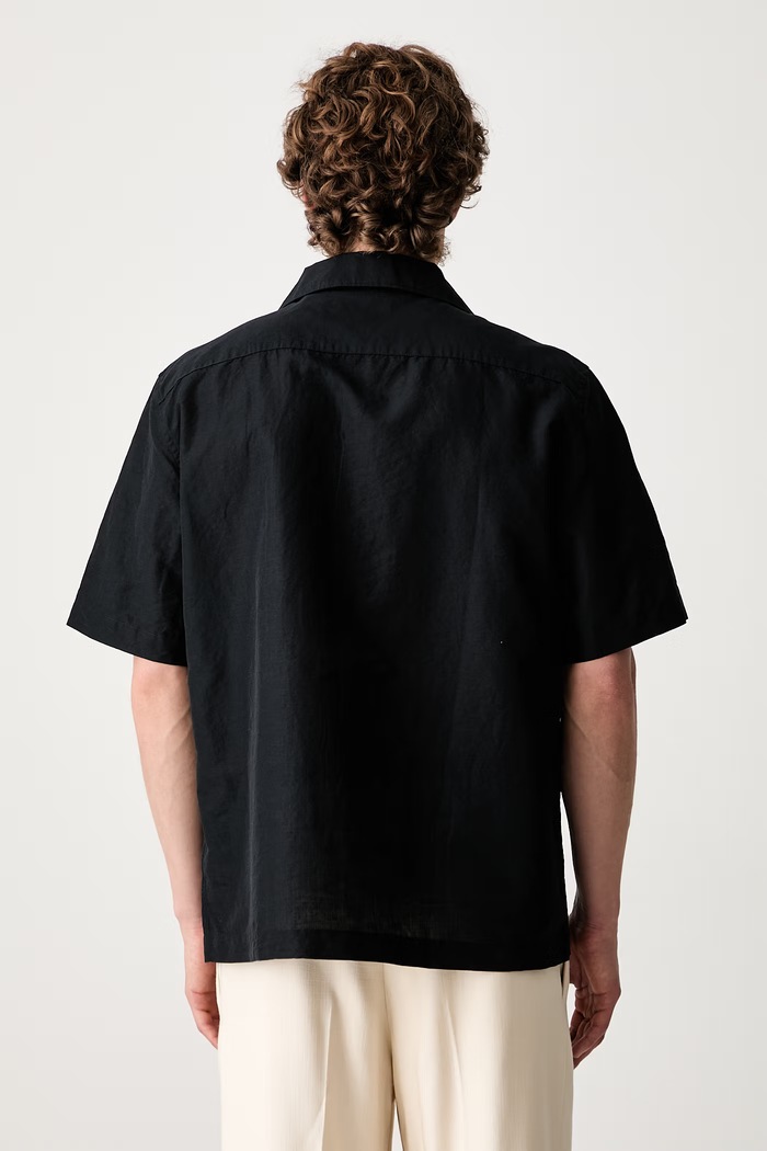 Odzież Fred Perry koszula męska z lnem M9894 czarny