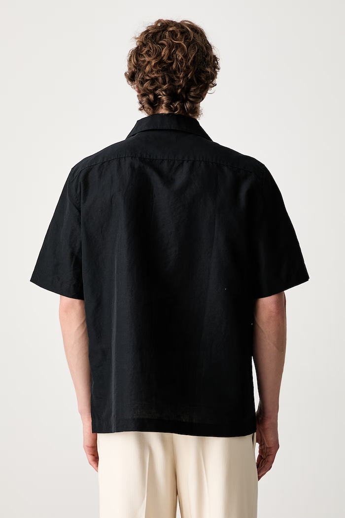 Odzież Fred Perry koszula z lnem męska M9894 czarny