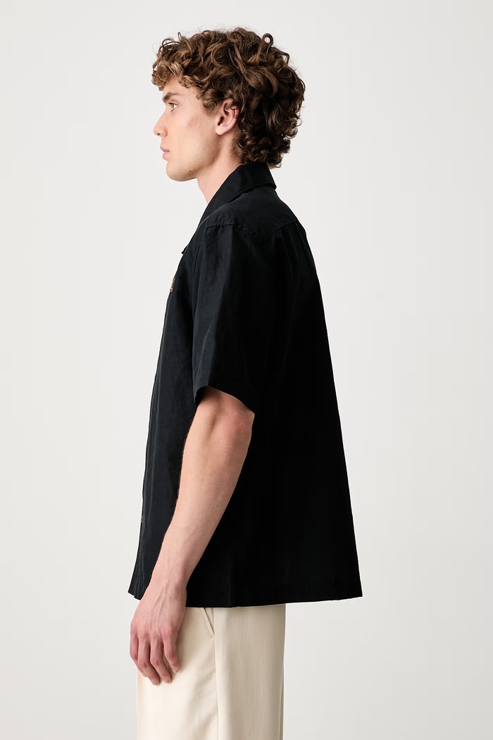 Fred Perry koszula męska z lnem czarny M9894