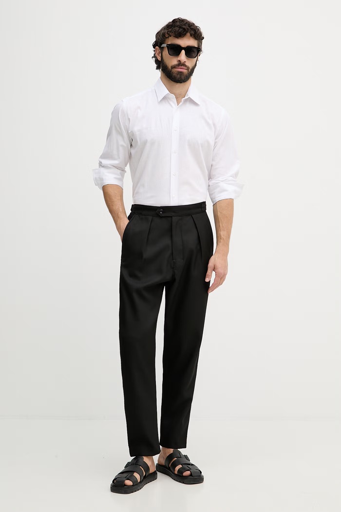 Karl Lagerfeld koszula męska z lnem 552627.605000 biały SS26