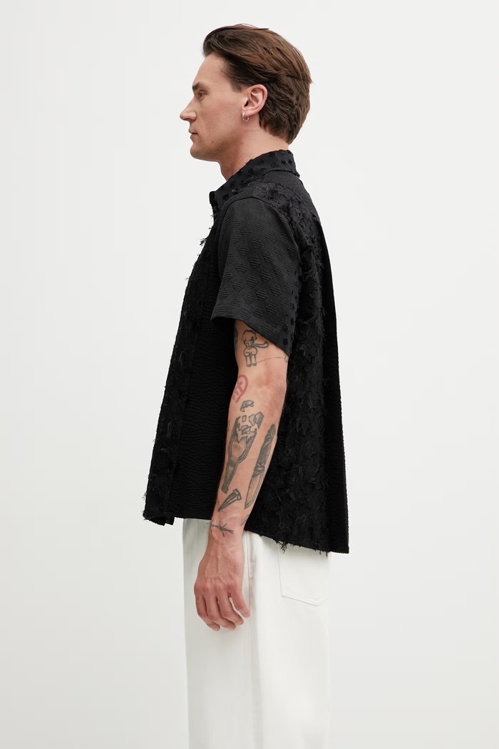 Ader Error košulja s pamukom za muškarce BP01SSSH0202BK crna SS26