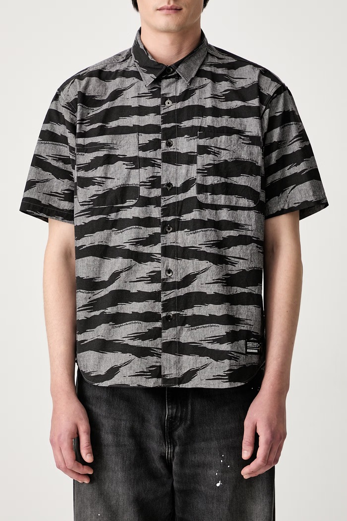 Neighborhood camicia in cotone da uomo nero 261TSNH.SHM11