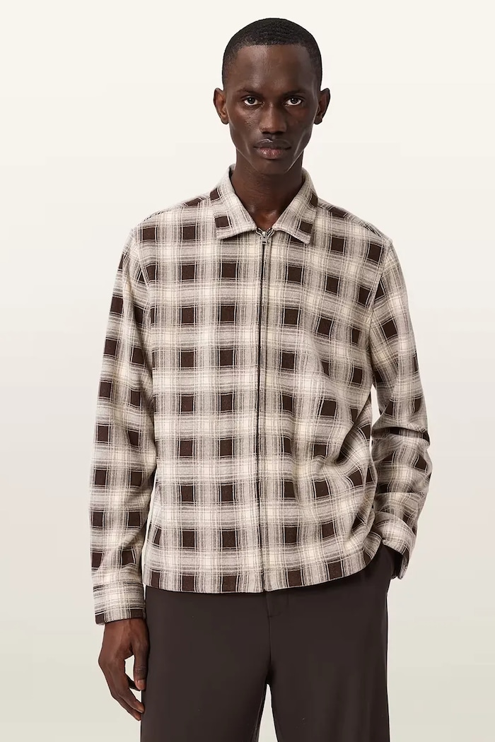 AllSaints koszula męska KRATER LS SHIRT beżowy M032SE