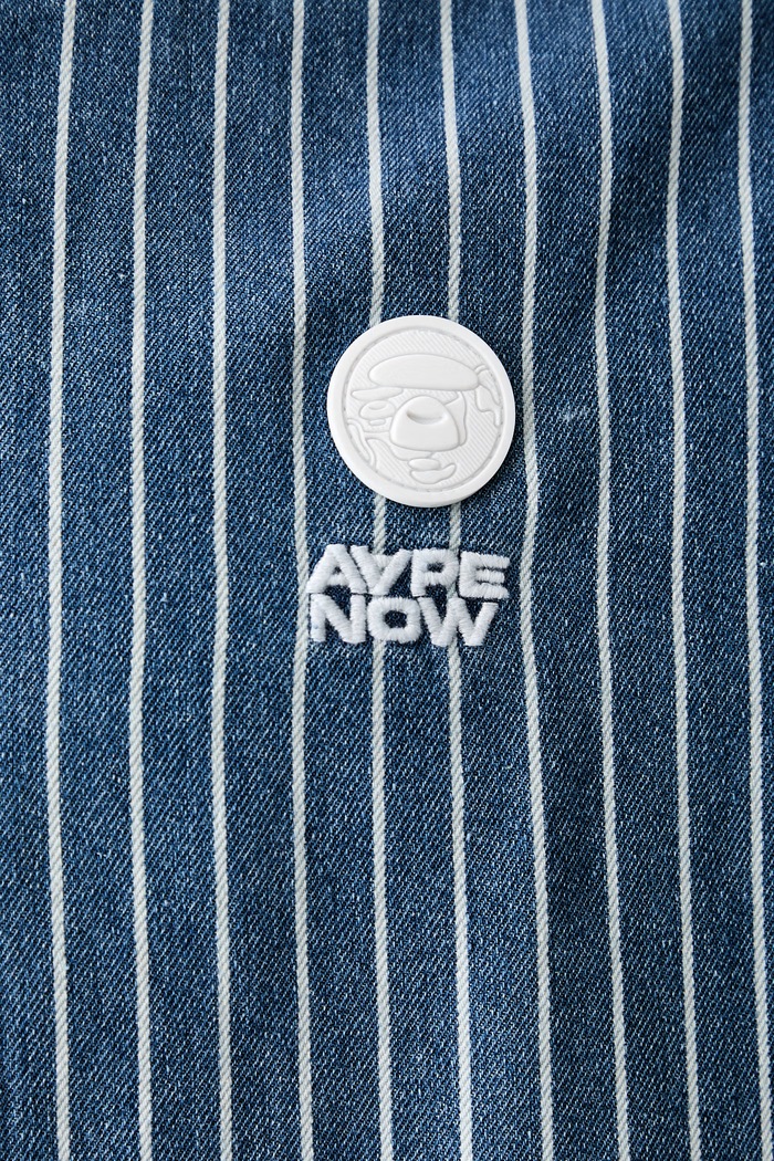AAPE koszula męska z bawełną AAPSRM8563XAQ niebieski