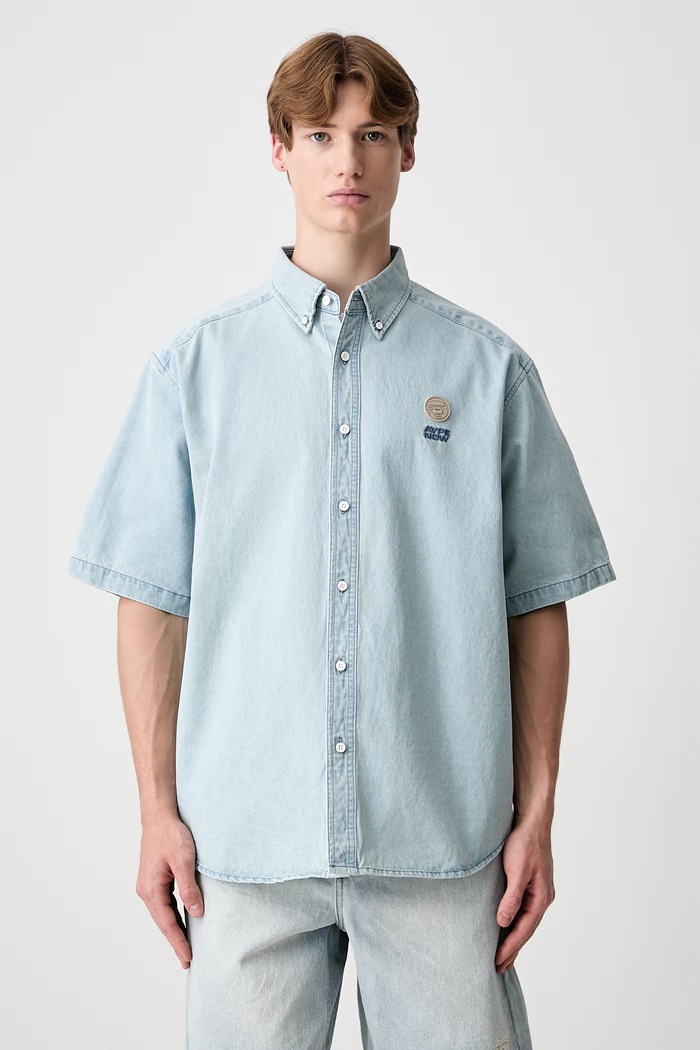 AAPE koszula jeansowa męska niebieski AAPSRM8563XXQ