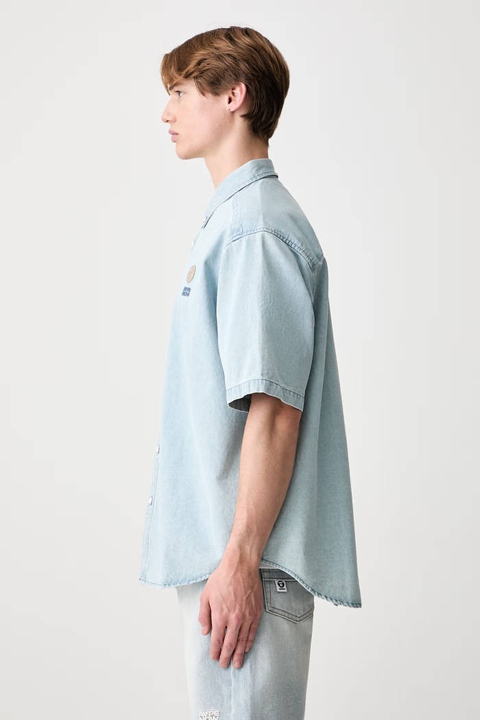 AAPE koszula jeansowa męska AAPSRM8563XXQ niebieski SS26