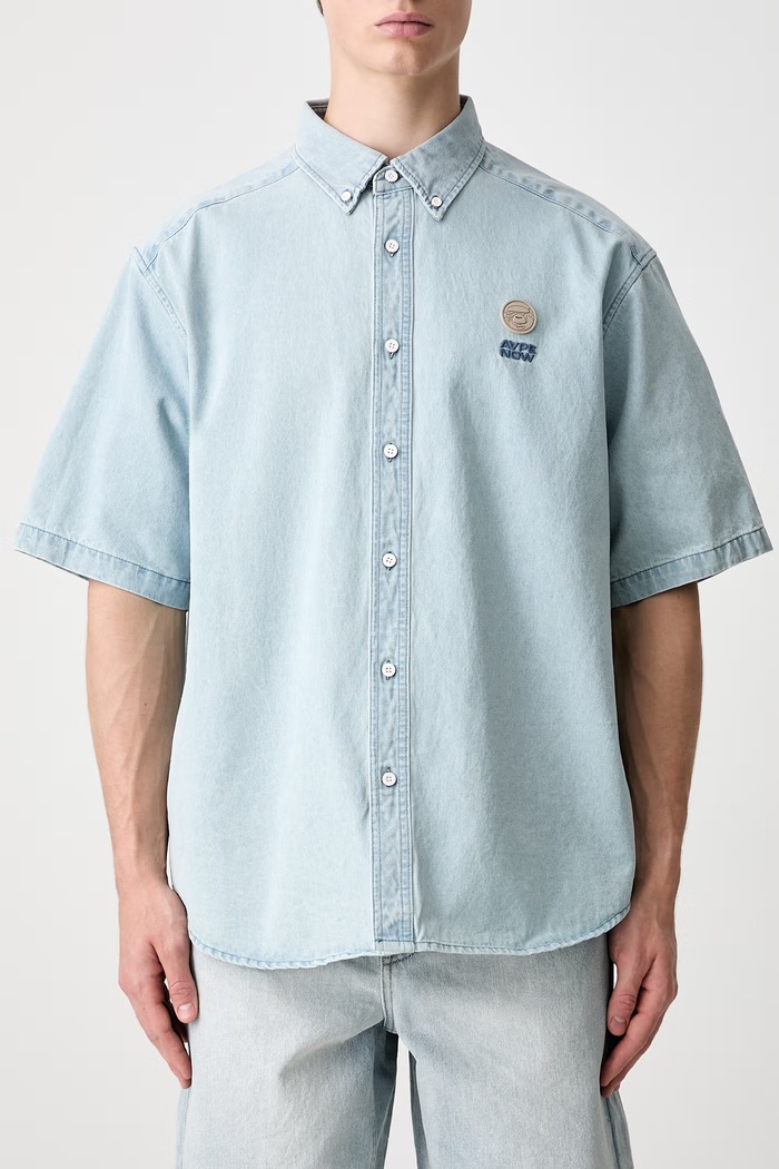 AAPE koszula jeansowa męska niebieski AAPSRM8563XXQ
