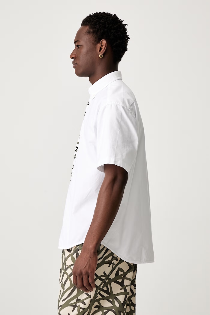 A Bathing Ape 1st Camo Applique Oxford koszula bawełniana męska 0ZXSRM301321Q biały SS26