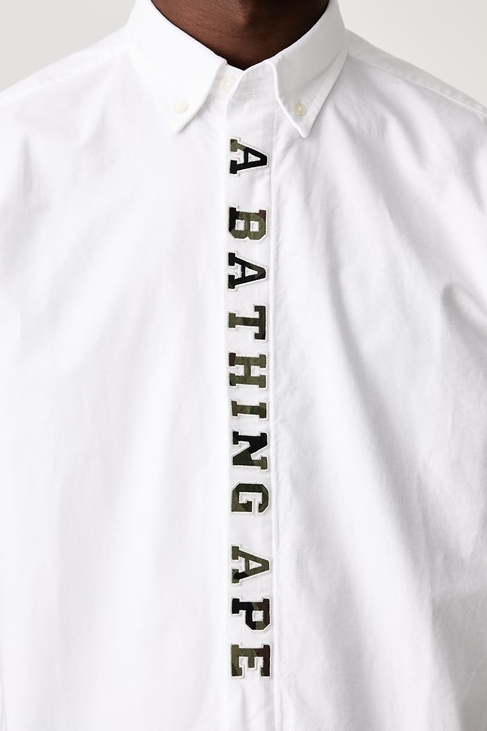 A Bathing Ape 1st Camo Applique Oxford koszula bawełniana męska 0ZXSRM301321Q biały
