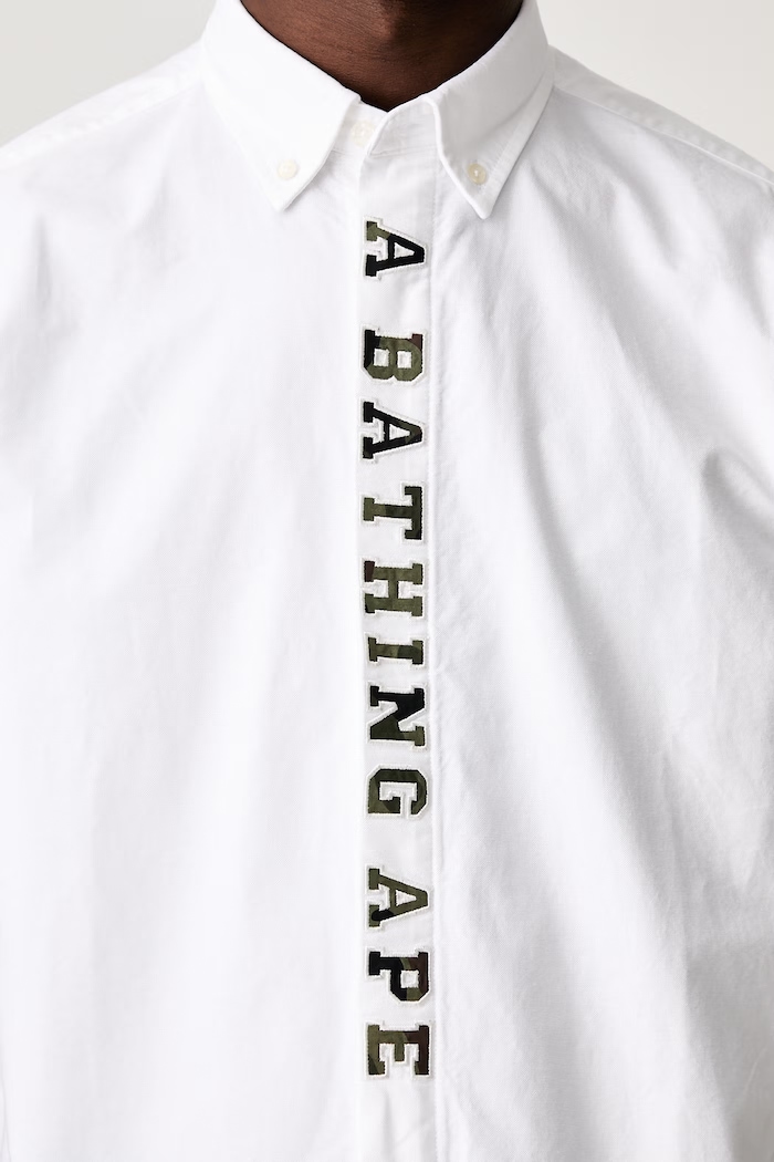 A Bathing Ape 1st Camo Applique Oxford koszula bawełniana męska 0ZXSRM301321Q biały