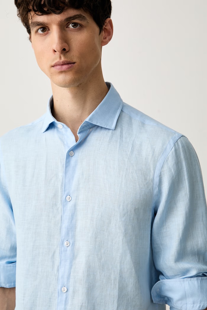 Tommy Hilfiger koszula męska lniana niebieski MW0MW42696