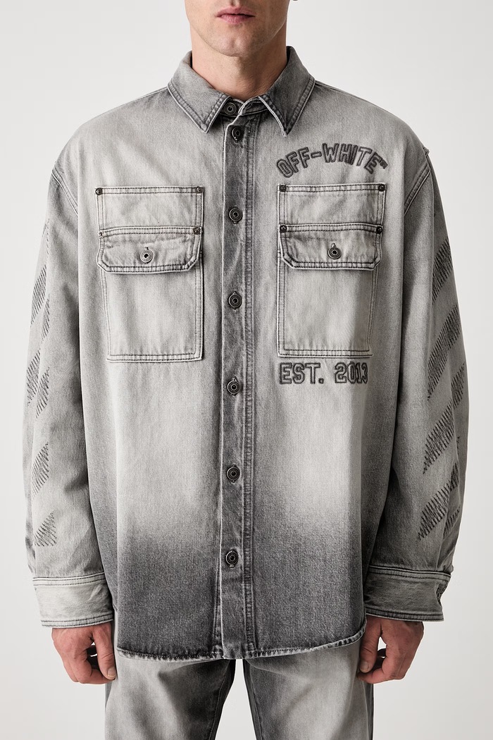 Off-White shirt denim Men's gray 44MYD05VS26D003020