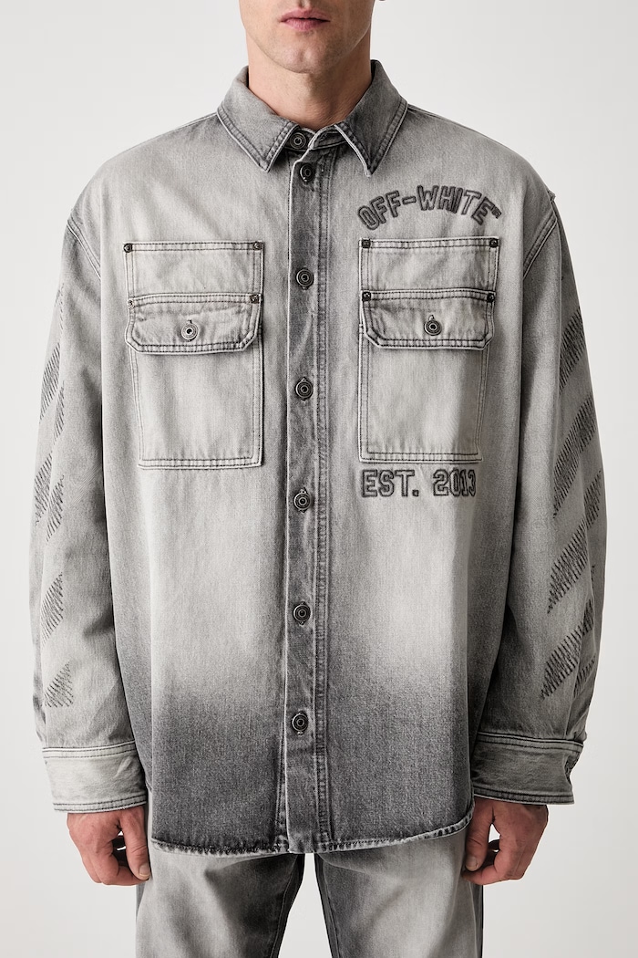 Off-White shirt denim Men's gray 44MYD05VS26D003020