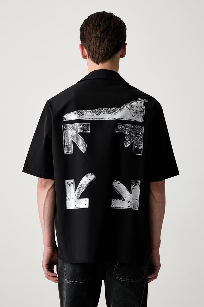 Off-White Metal Arrows риза от памук мъжка черен 44XGG01FS26F003001