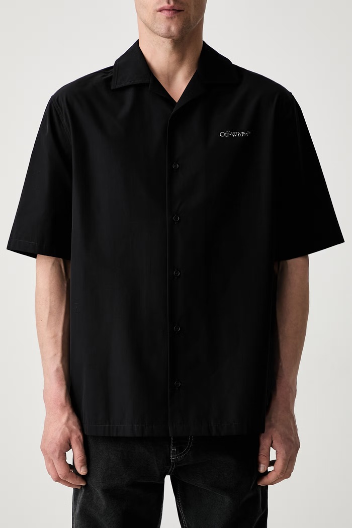 Off-White Metal Arrows риза от памук мъжка черен 44XGG01FS26F003001