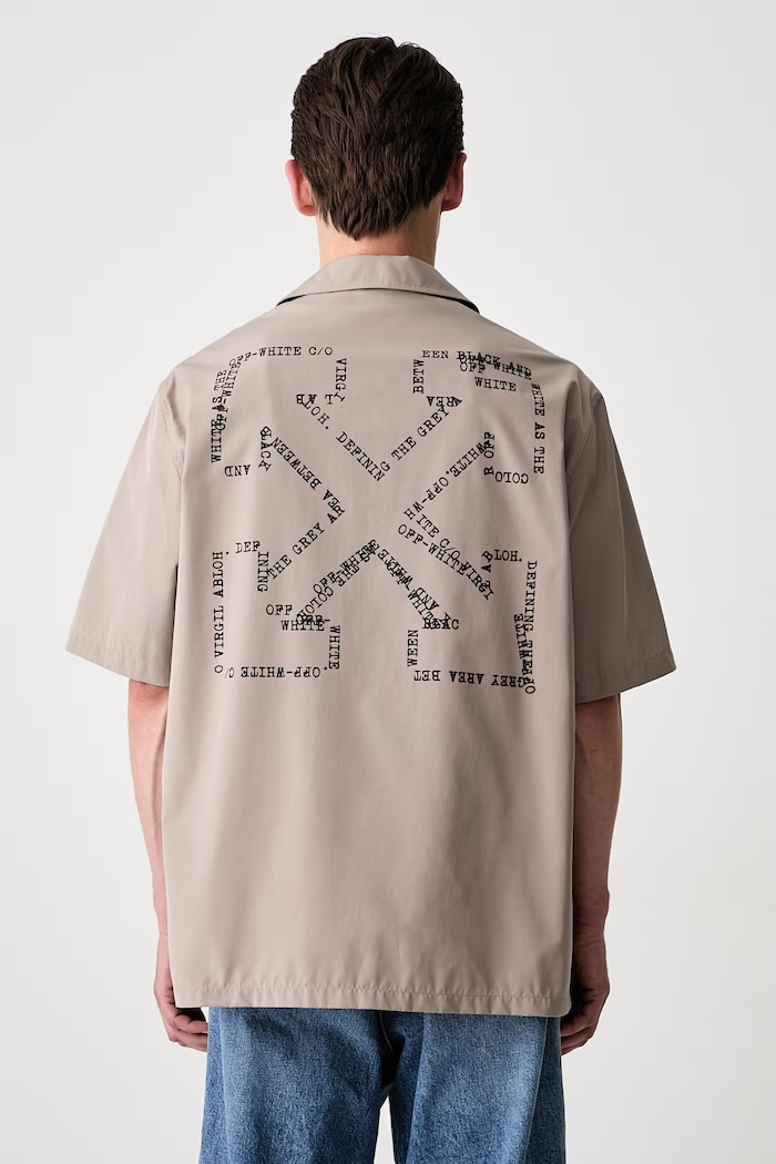 Off-White Script Arrow πουκάμισο βαμβακερό ανδρικό μπεζ 44XGG01FS26F005250