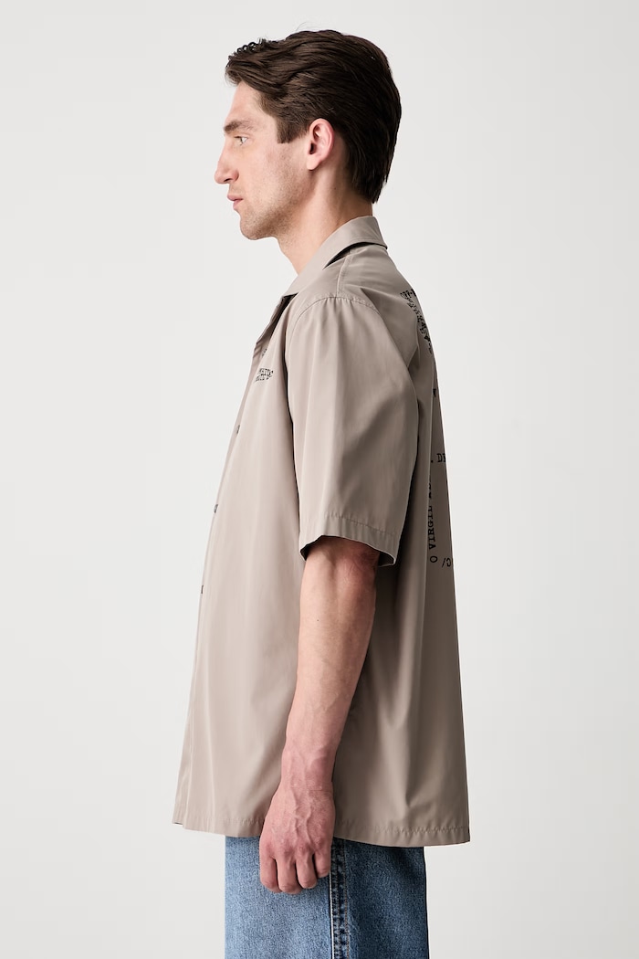 Off-White Script Arrow πουκάμισο βαμβακερό ανδρικό 44XGG01FS26F005250 μπεζ SS26