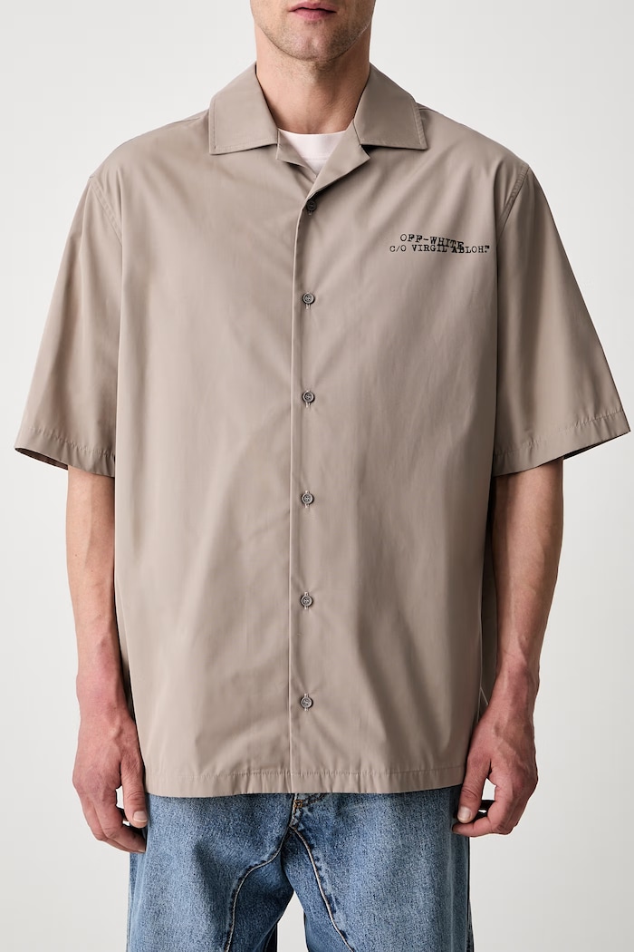 Off-White Script Arrow πουκάμισο βαμβακερό ανδρικό μπεζ 44XGG01FS26F005250