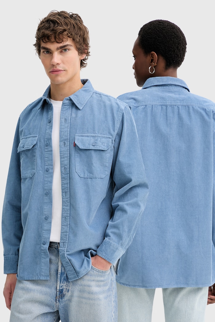 Levi's πουκάμισο κοτλέ CLASSIC WORKER μακρύ μπλε 19587
