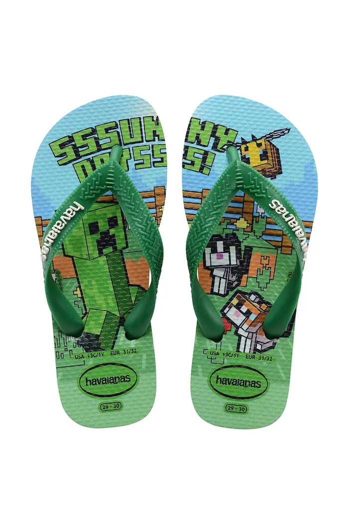 Havaianas papuci pentru copii KIDS MINECRAFT verde 4145125.PPY2