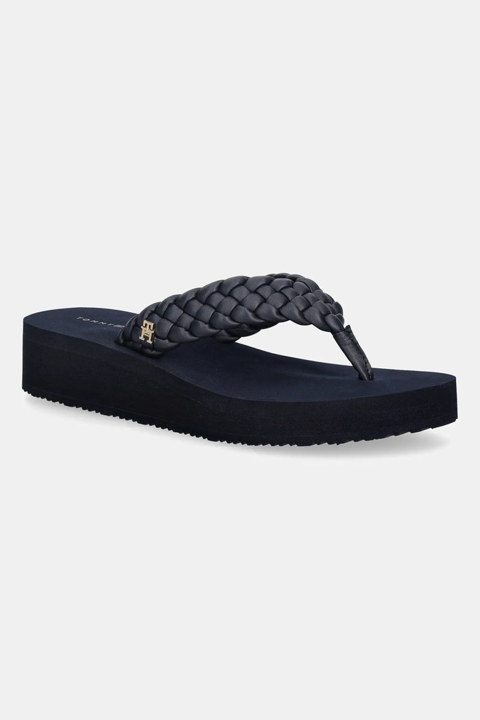 Tommy Hilfiger japonki TH WEDGE CORNROW BEACH SANDAL do 5 cm granatowy FW0FW09037