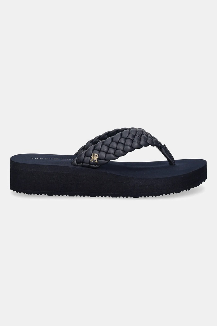 Tommy Hilfiger japonki TH WEDGE CORNROW BEACH SANDAL FW0FW09037 granatowy SS26