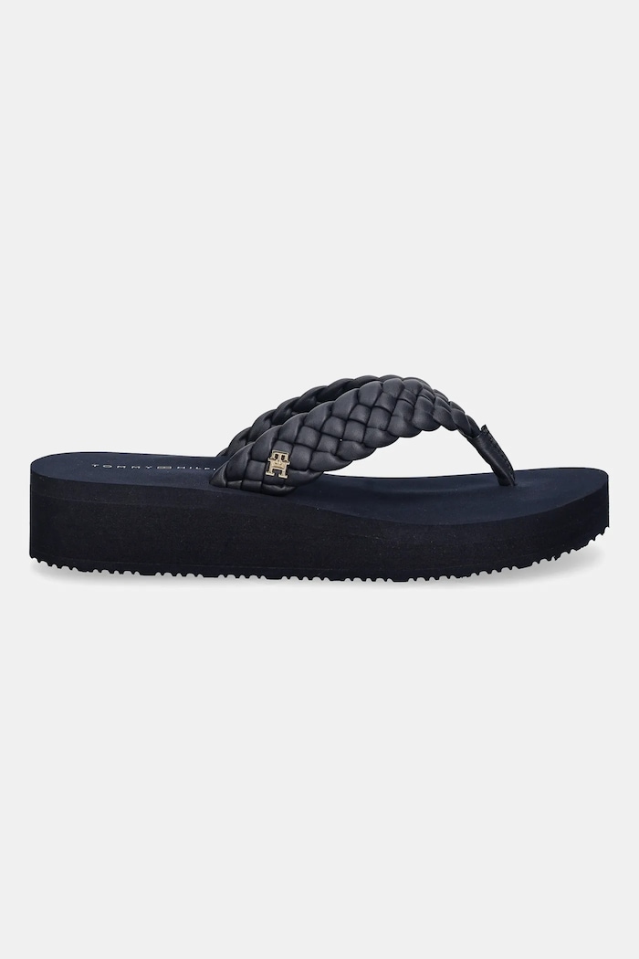Tommy Hilfiger japonki TH WEDGE CORNROW BEACH SANDAL FW0FW09037 granatowy SS26
