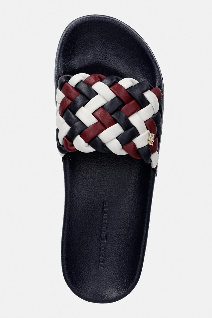 Pantofle Tommy Hilfiger TH CORNROW POOL SLIDE námořnická modř FW0FW09039