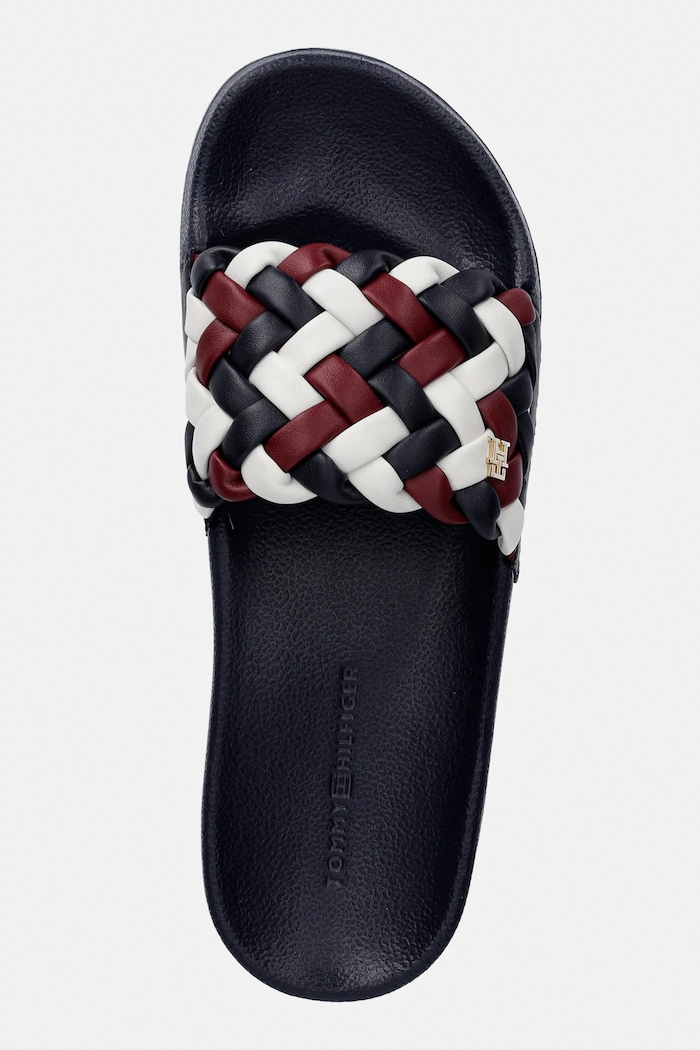 Pantofle Tommy Hilfiger TH CORNROW POOL SLIDE námořnická modř FW0FW09039