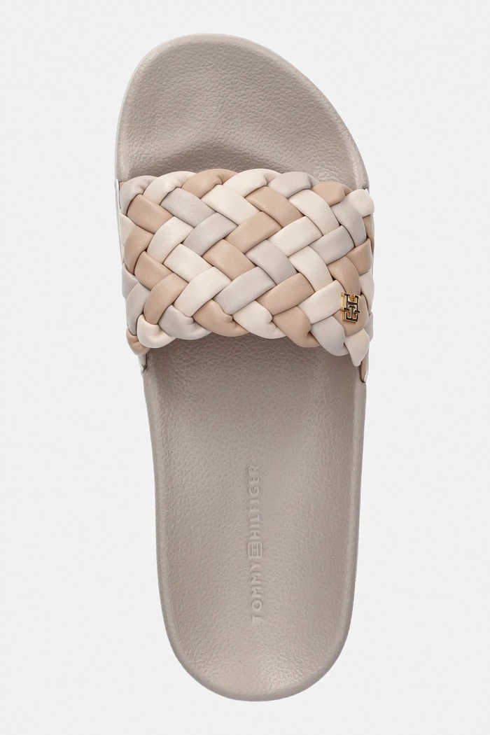 Šľapky Tommy Hilfiger TH CORNROW POOL SLIDE béžová FW0FW09039