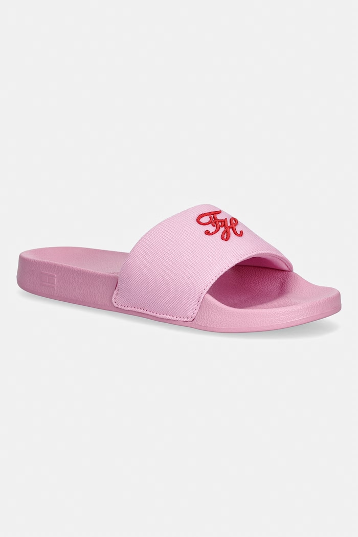 Tommy Hilfiger klapki damskie TH SCRIPT POOL SLIDE różowy FW0FW09286