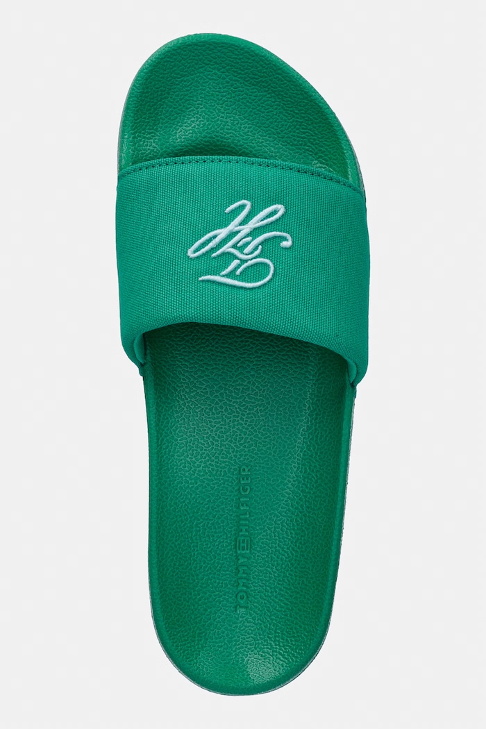 Tommy Hilfiger šľapky dámske TH SCRIPT POOL SLIDE zelená FW0FW09286