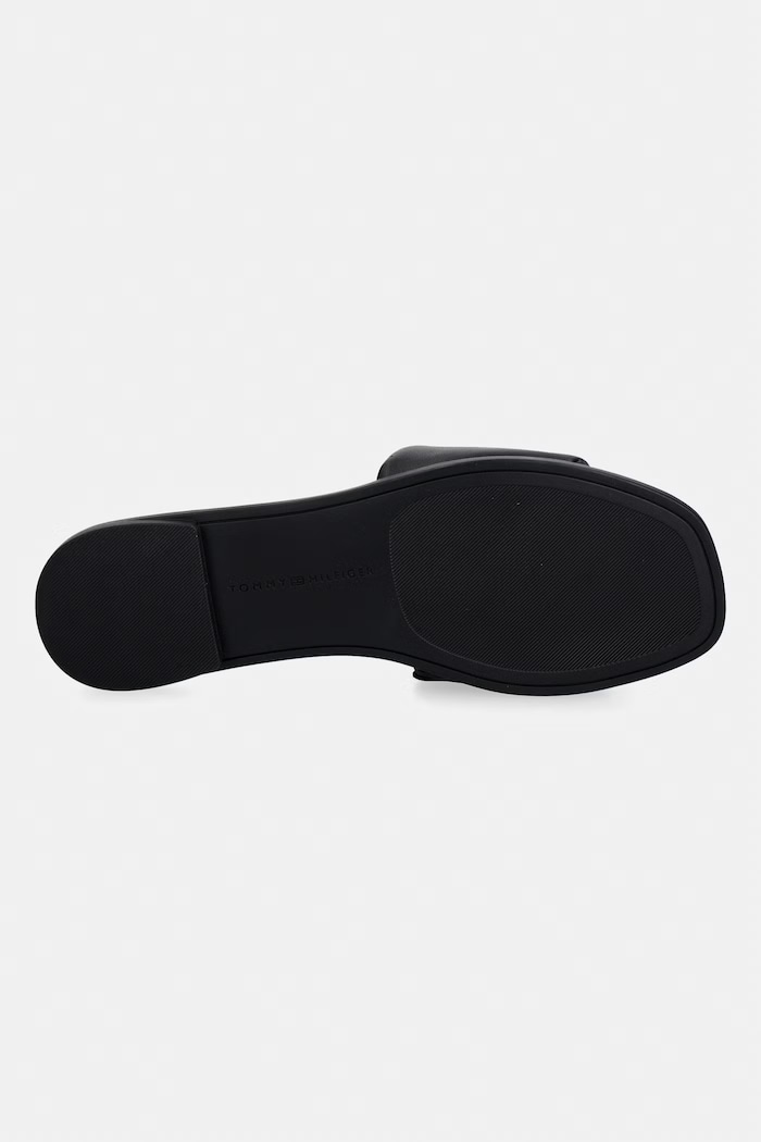 Tommy Hilfiger šľapky dámske kožené TH LOGO HARDWARE LEATHER MULE FW0FW09292 čierna