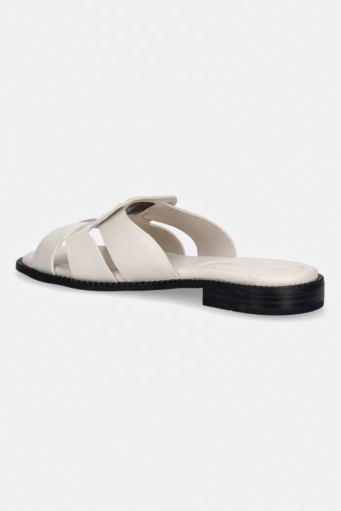 Obuv Tommy Hilfiger šľapky dámske kožené COIN LEATHER SANDAL FW0FW09126 béžová