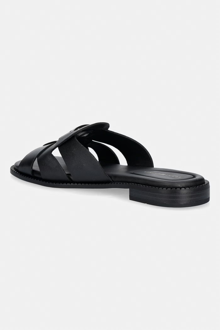 Obuv Tommy Hilfiger šľapky dámske kožené COIN LEATHER SANDAL FW0FW09126 čierna