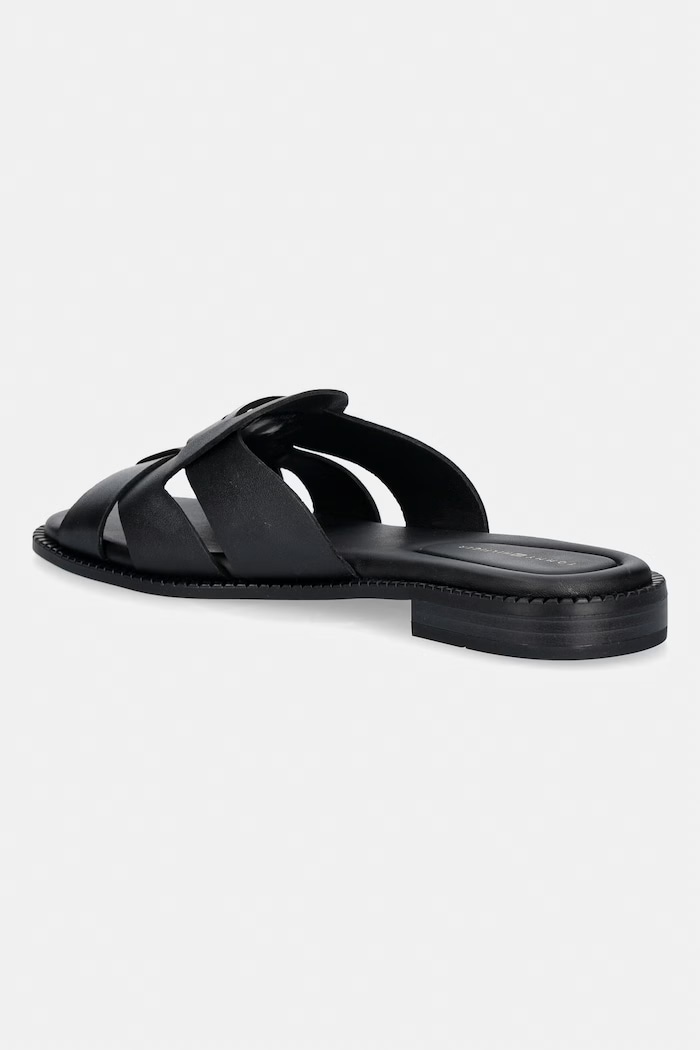 Obuv Tommy Hilfiger šľapky dámske kožené COIN LEATHER SANDAL FW0FW09126 čierna