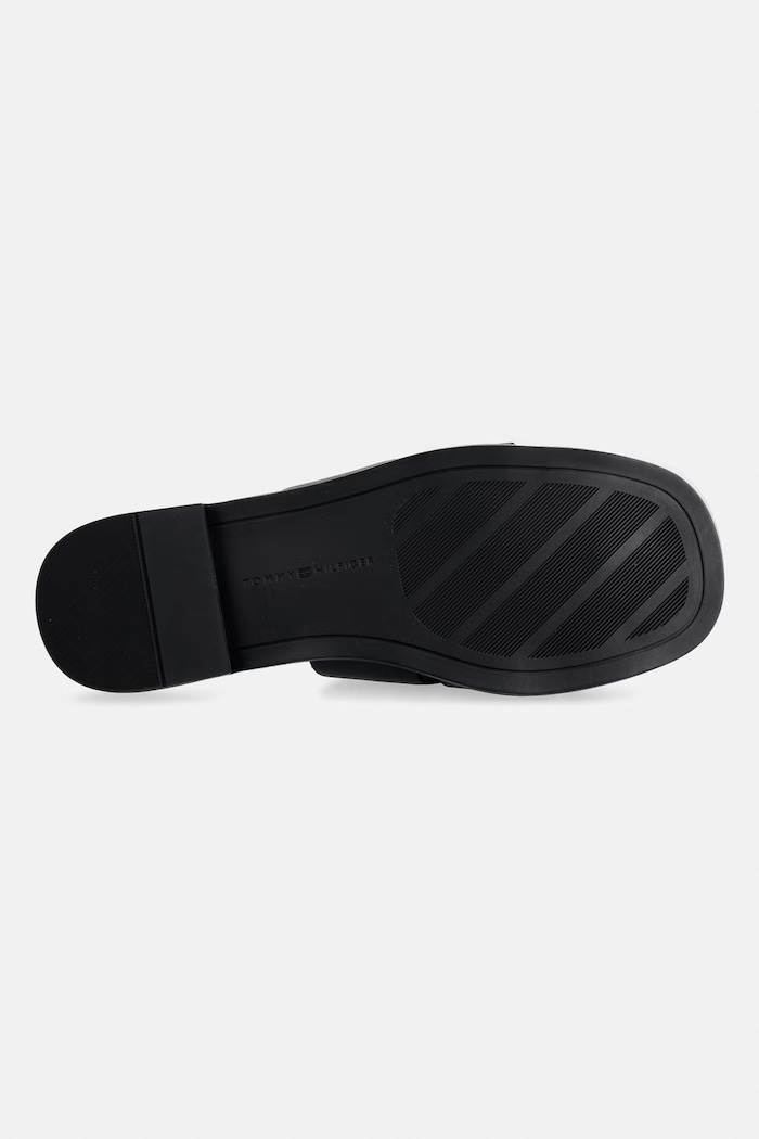 Tommy Hilfiger šľapky dámske kožené COIN LEATHER SANDAL FW0FW09126 čierna