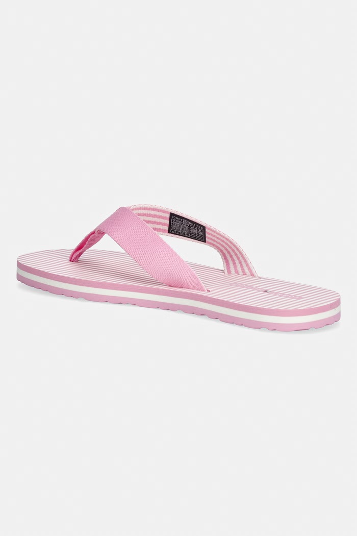 Încălțăminte Tommy Hilfiger șlapi pentru femei TH ITHACA STRIPE SUMMER SANDAL FW0FW09192 roz