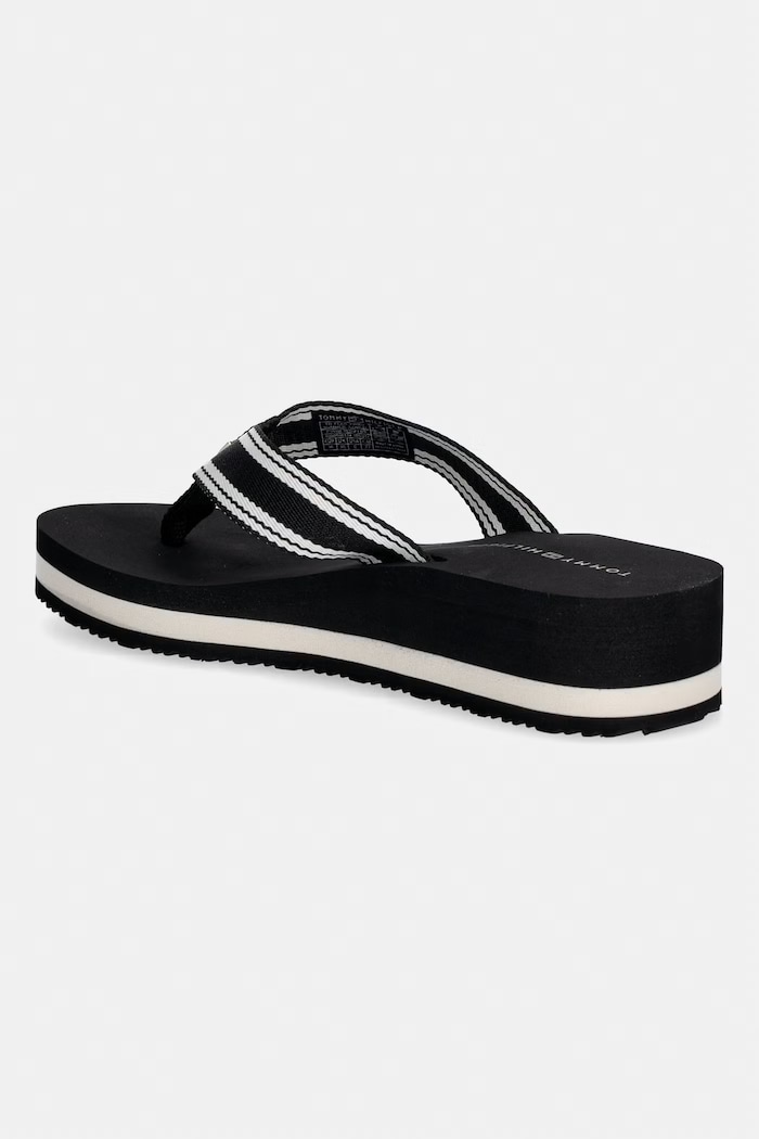 Obuv Tommy Hilfiger dámske žabky TH FLAG PRINT SUMMER SANDAL FW0FW09195 čierna
