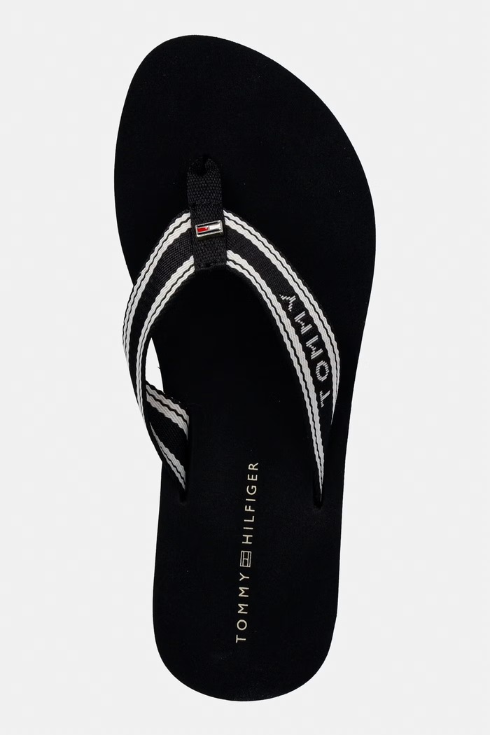 Tommy Hilfiger dámske žabky TH FLAG PRINT SUMMER SANDAL čierna FW0FW09195
