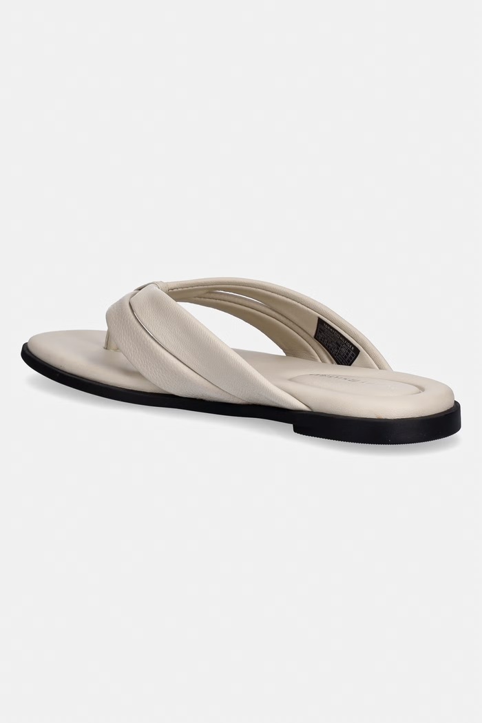Încălțăminte Tommy Hilfiger șlapi pentru femei, din piele ELEVATED TOE POST LTH SANDAL FW0FW09216 bej