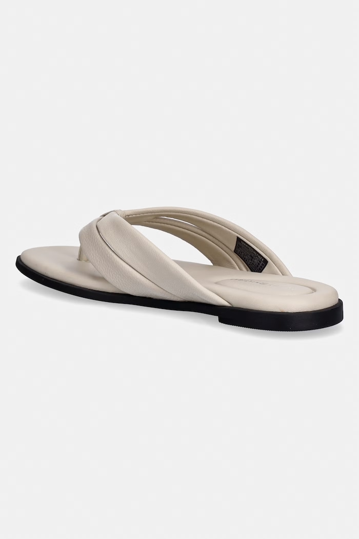 Încălțăminte Tommy Hilfiger șlapi pentru femei, din piele ELEVATED TOE POST LTH SANDAL FW0FW09216 bej