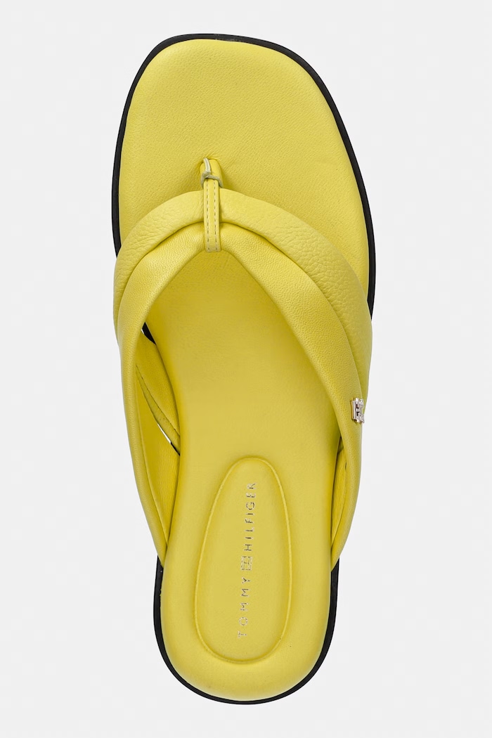 Tommy Hilfiger șlapi pentru femei, din piele ELEVATED TOE POST LTH SANDAL galben FW0FW09216