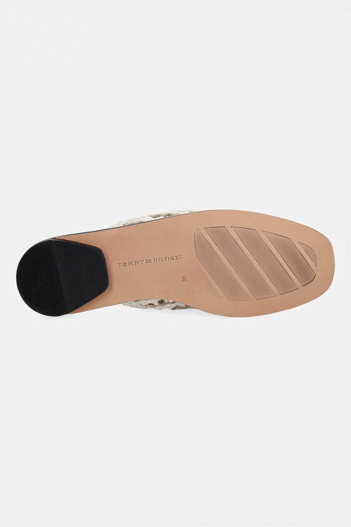 Tommy Hilfiger papuci pentru femei HILFIGER LEATHER MIX FLAT MULE FW0FW09280 bej