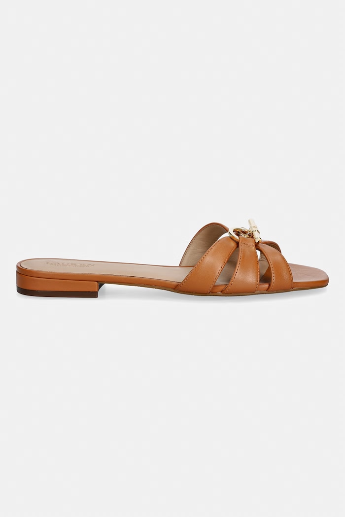 Kožené šľapky Lauren Ralph Lauren Blike Slide 802982875006.200 hnedá SS26
