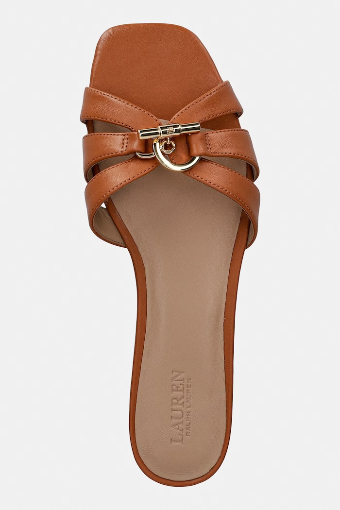 Kožené šľapky Lauren Ralph Lauren Blike Slide hnedá 802982875006.200