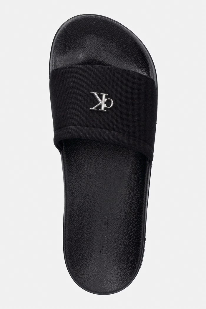 Calvin Klein šľapky dámske ESS SLIDE CANVAS HDW čierna HW0HW02960